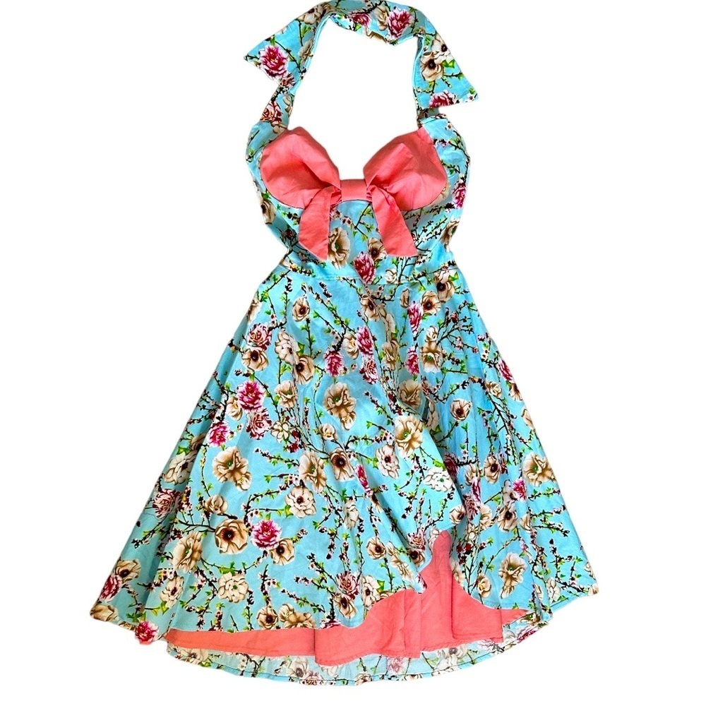 Boutique Blue Floral And Pink Dress And Looks Amazing On Size Medium View 2